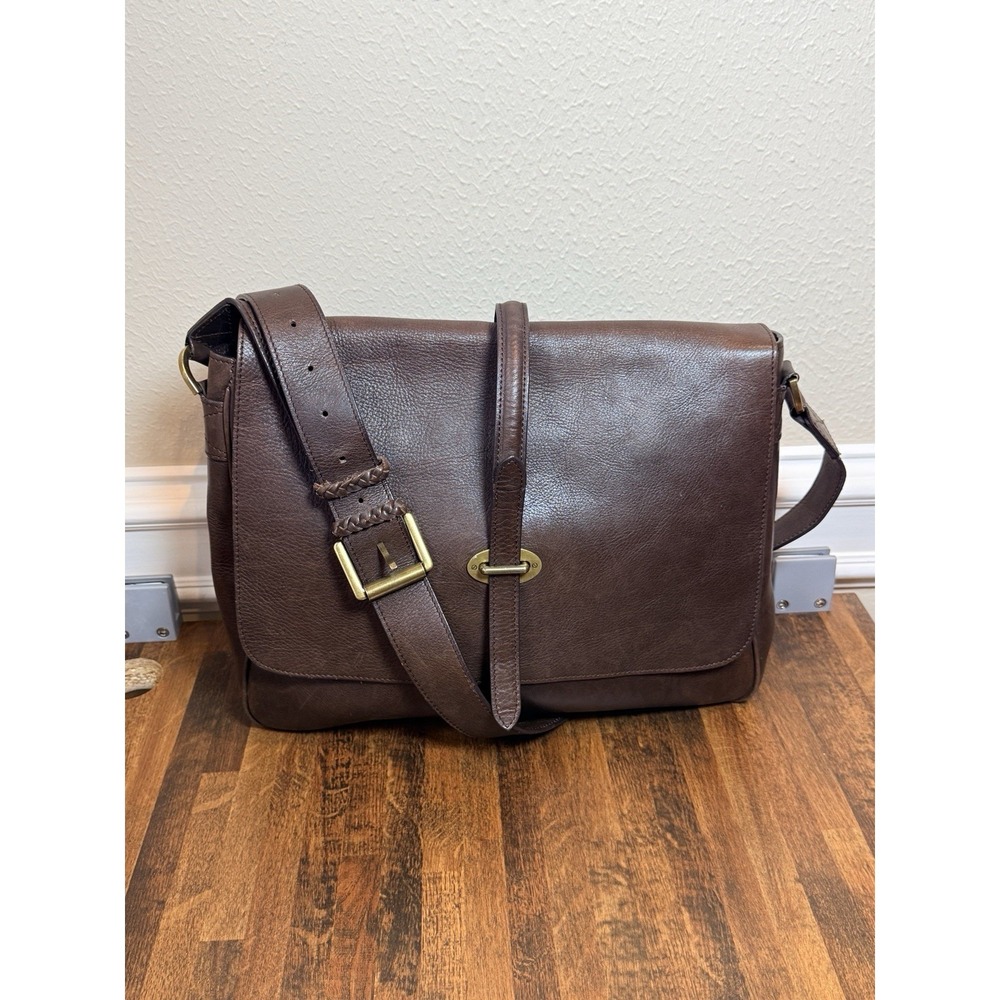 Vintage Mulberry Brown Leather Messenger Bag Flap Crossbody